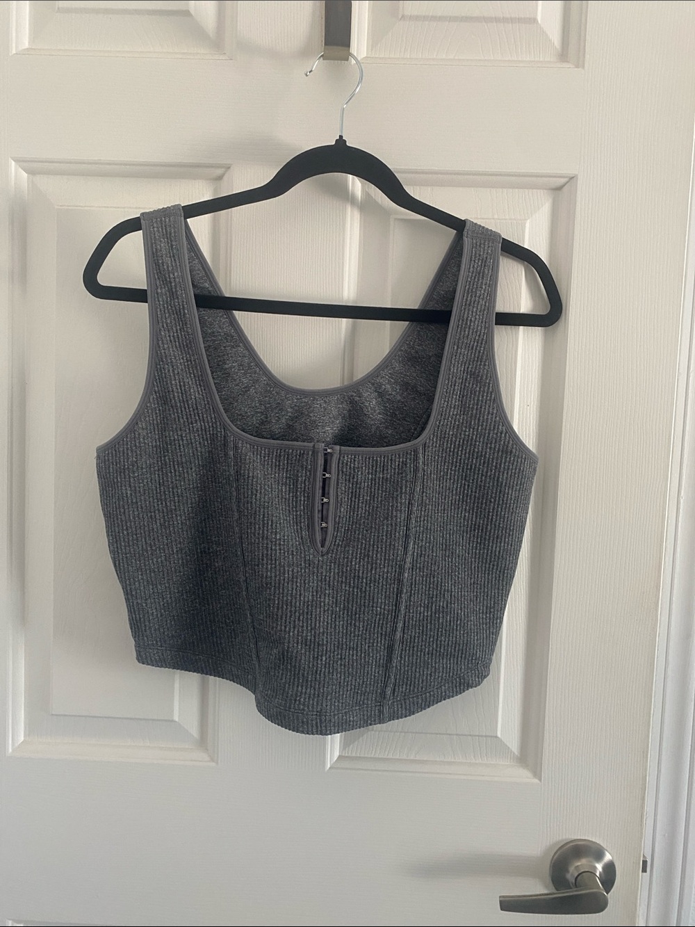 torrid Charcoal Ribbed Hook-Front sports bra